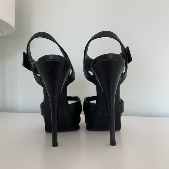 YSL Saint Laurent Black Studded Leather Platform Sandals - Picture 4 of 7
